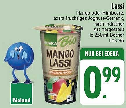 Lassi - Mango oder Himbeere, extra fruchtiges Jogurt-Getränk