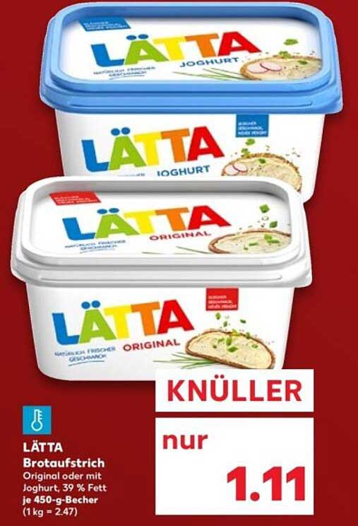 LÄTTA Brotaufstrich Original oder mit Joghurt, 39 % Fett, 450-g-Becher