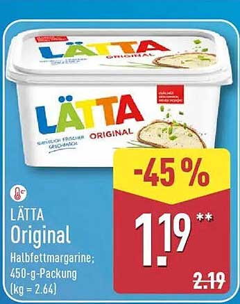 LÄTTA Original Halbfettmargarine 450-g-Packung