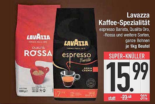 Lavazza Kaffee-Spezialität - espresso Barista, Qualita Oro, -Rossa und weitere Sorten, ganze Bohnen je 1kg Beutel