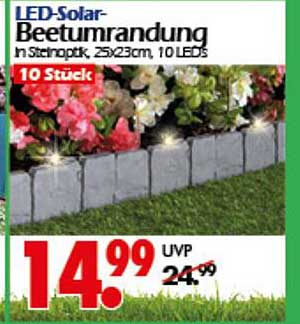 LED-Solar-Beetumrandung in Steinoptik, 25x23cm, 10 LEDs