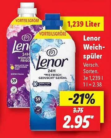 Lenor Weichspüler 1,239 Liter – Verschiedene Sorten