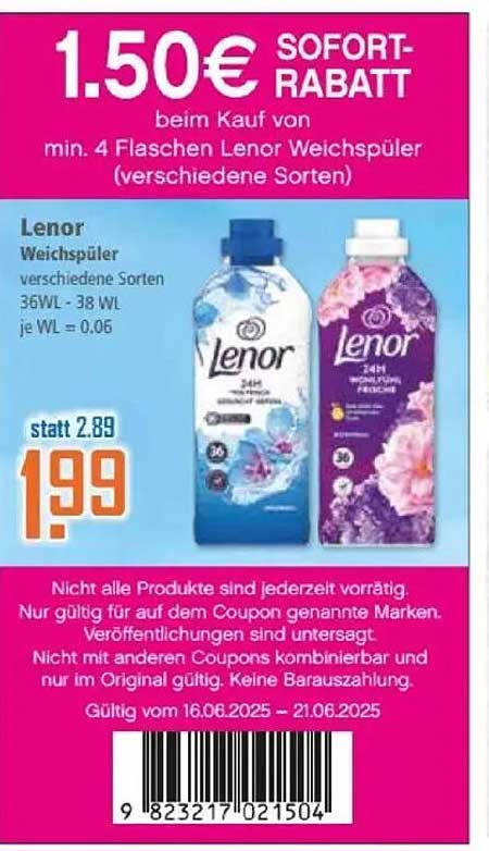 Lenor Weichspüler 36WL – 38 WL (verschiedene Sorten)