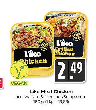 Like Meat Chicken – Vegane Fleischalternative aus Soja, 180 g