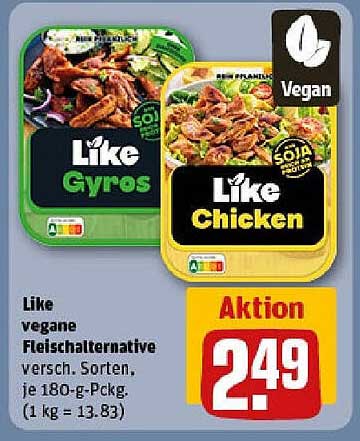Like vegane Fleischalternative, verschieden Sorten, 180-g-Pckg.