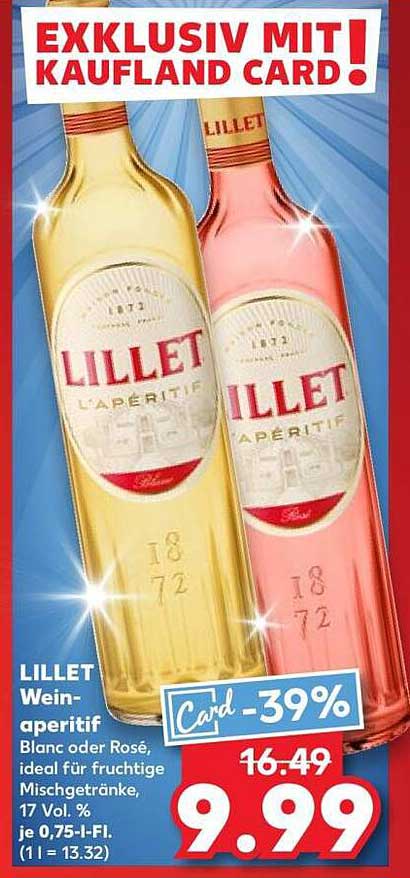 LILLET Weinaperitif Weiß oder Rosé - Exklusiv mit Kaufland Card!