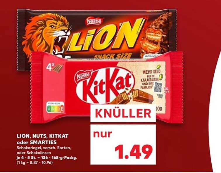 LION, NUTS, KITKAT oder SMARTIES