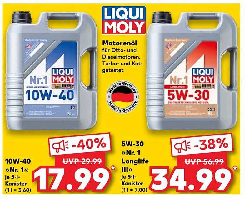 Liqui Moly Motoröl 10W-40 und 5W-30