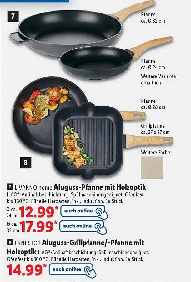 LIVARNO home Aluguss-Pfanne mit Holzoptik