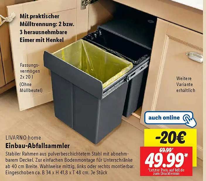 LIVARNO home Einbau-Abfallsammler