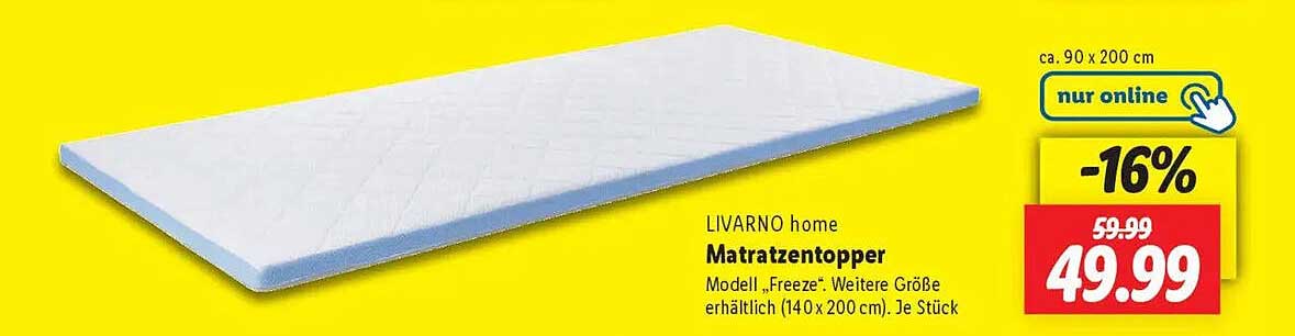 LIVARNO home Matratzen topper - Modell "Freeze"