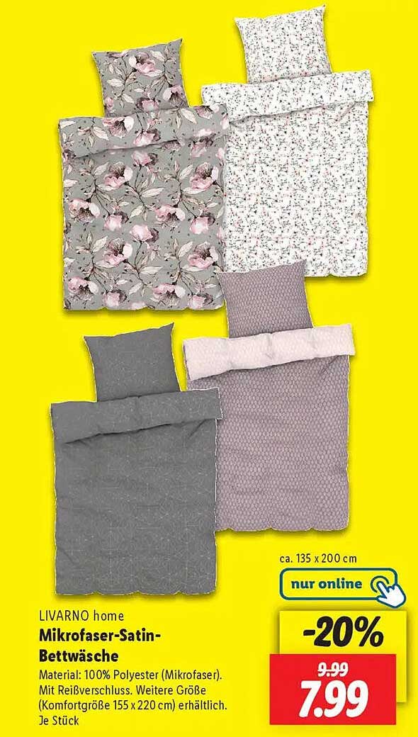 LIVARNO home Mikrofaser-Satin-Bettwäsche
