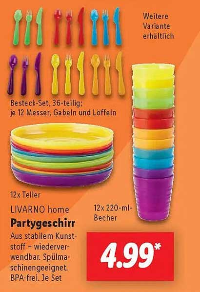 LIVARNO home Partygeschirr – 36-teiliges Besteck-Set für unvergessliche Feiern