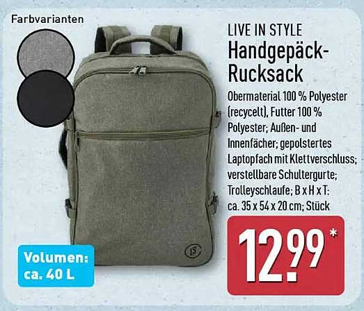 LIVE IN STYLE Handgepäck-Rucksack