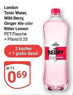 London Tonic Water, Wild Berry, Ginger Ale oder Bitter Lemon PET-Flasche + Pfand 0.25