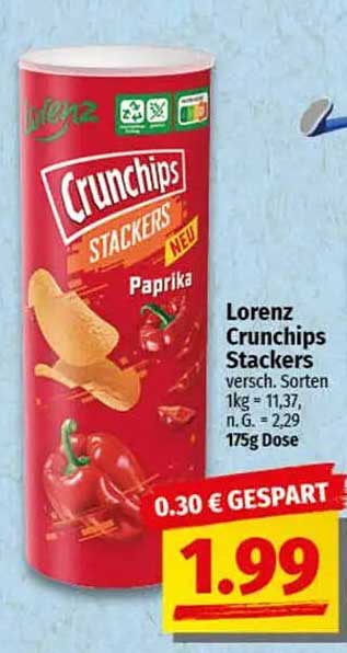 Lorenz Crunchips Stackers Paprika 175g