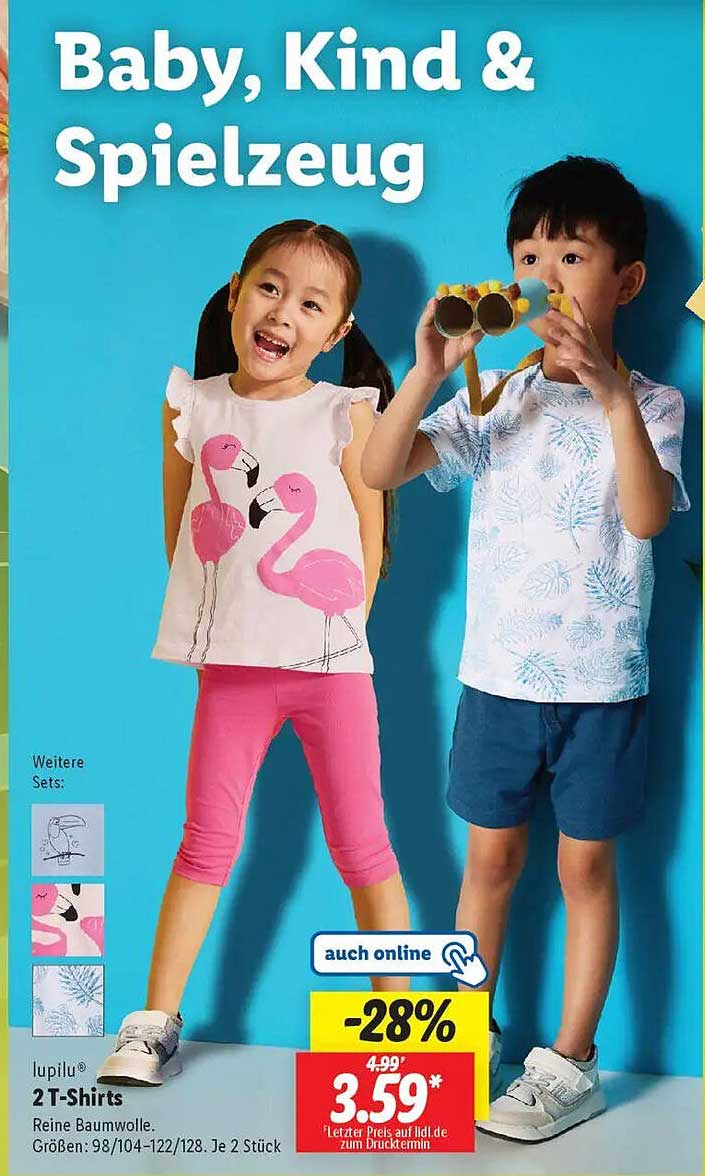 lupilu® 2 T-Shirts für Kinder