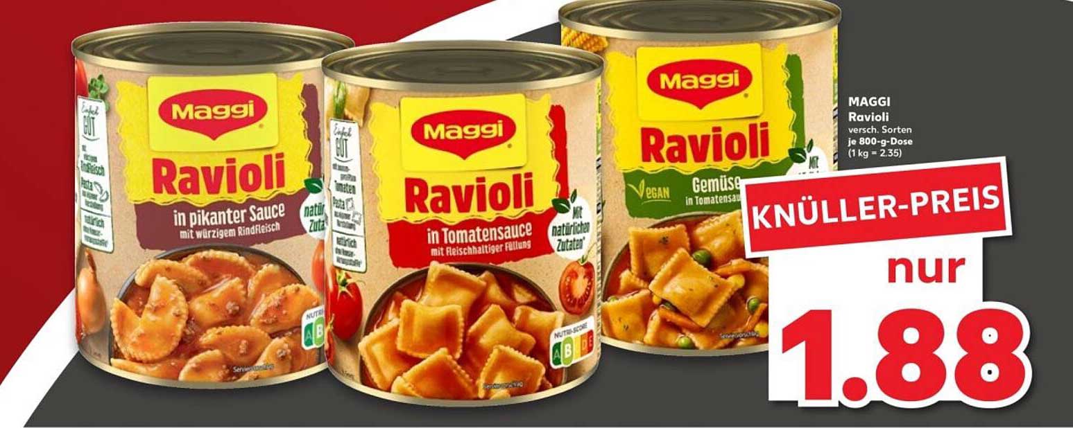 MAGGI Ravioli in verschiedenen Sorten für nur 1,88 €