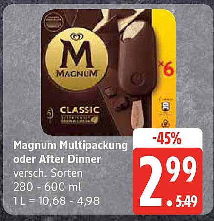 Magnum Multipackung oder After Dinner, verschieden Sorten