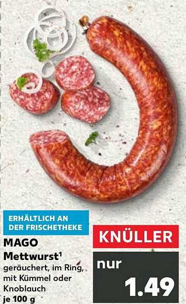 MAGO Mettwurst, geräuchert, im Ring, mit Kümmel oder Knoblauch