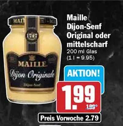 Maille Dijon-Senf Original oder mittelscharf 200 ml Glas