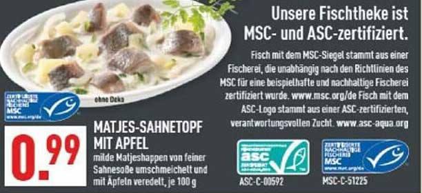 Matjes-Sahnetopf mit Apfel, je 100 g