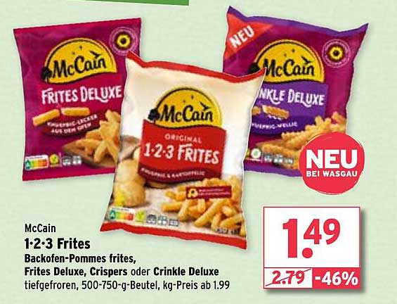McCain 1•2•3 Frites - Backofen-Pommes frites, Frites Deluxe, Crispers oder Crinkle Deluxe