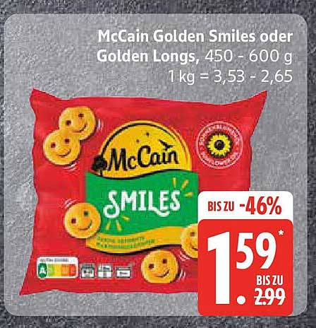 McCain Golden Smiles oder Golden Longs, 450 - 600 g