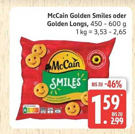 McCain Golden Smiles oder Golden Longs, 450 - 600 g