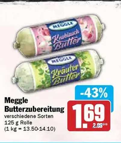 Meggle Butterzubereitung verschiedene Sorten 125 g Rolle