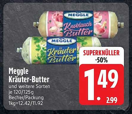 Meggle Kräuter-Butter und weitere Sorten 120/125g Packung