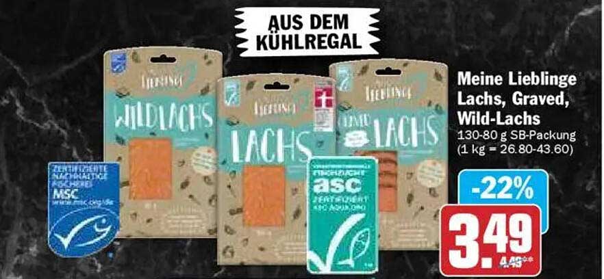 Meine Lieblinge Lachs, Graved, Wild-Lachs 130-80 g SB-Packung