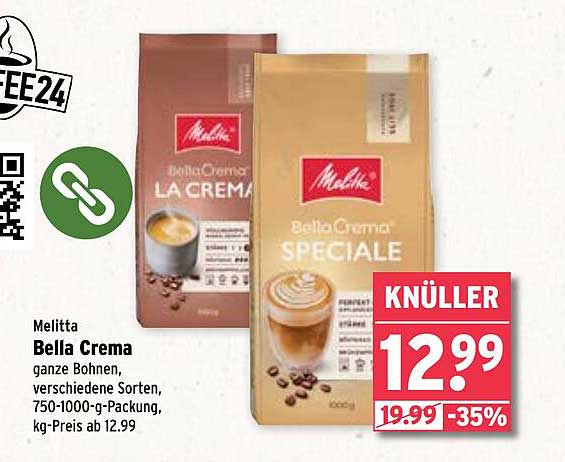 Melitta Bella Crema ganze Bohnen, verschiedene Sorten 750-1000g-Packung