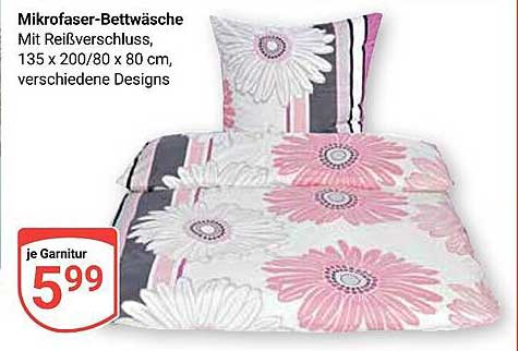 Mikrofaser-Bettwäsche mit Reißverschluss, 135 x 200/80 x 80 cm, verschiedene Designs