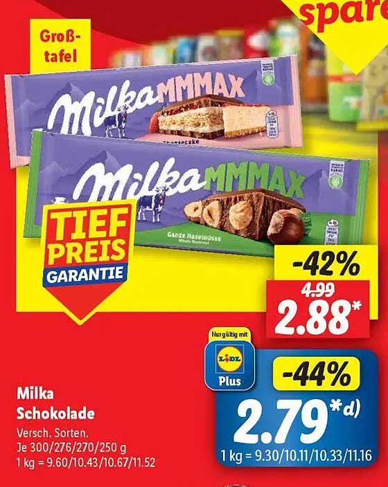 Milka Schokolade versch. Sorten