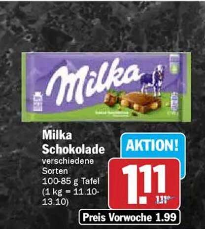 Milka Schokolade verschiedene Sorten