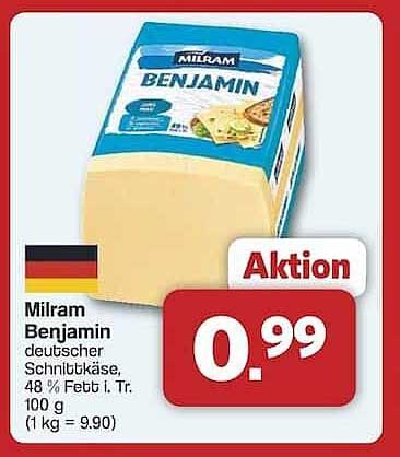 Milram Benjamin deutscher Schnittkäse, 48 % Fett i. Tr.