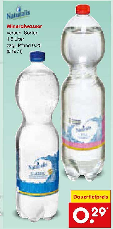 Mineralwasser verschieden Sorten 1,5 Liter zzgl. Pfand