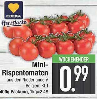 Mini-Rispentomaten aus den Niederlanden/Belgien, Kl. I