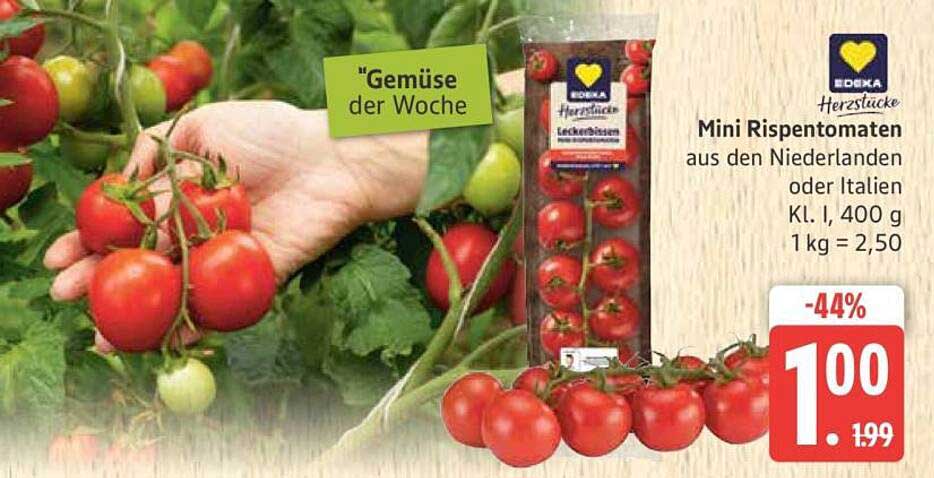 Mini Rispetomaten aus den Niederlanden oder Italien – 400 g für nur 1,00 €