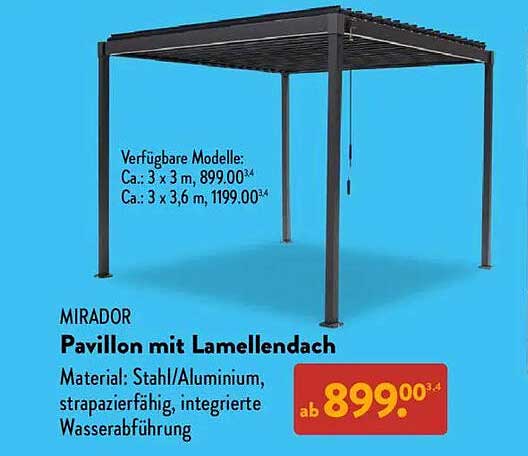 MIRADOR Pavillon mit Lamellendach