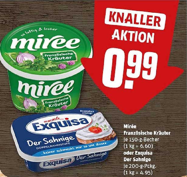 Mirée Französische Kräuter je 150-g-Becher oder Exquisa Der Sahnige je 200-g-Pack.