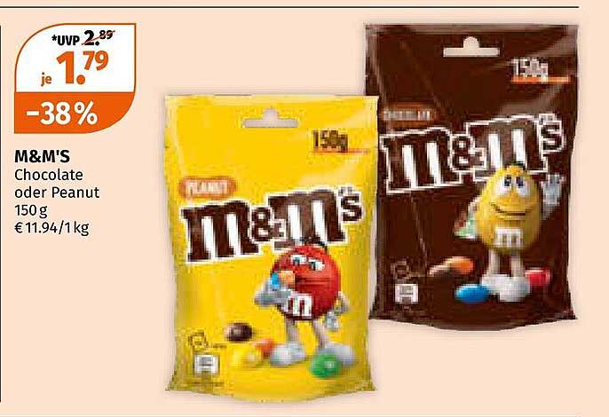 M&M'S Chocolate oder Peanut 150 g - Nur 1,79 €