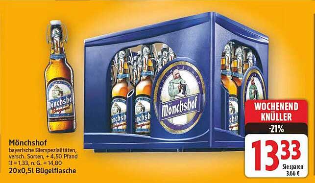 Mönchshof bayrische Bierspezialitäten, 20 x 0,5 l Bügelflasche