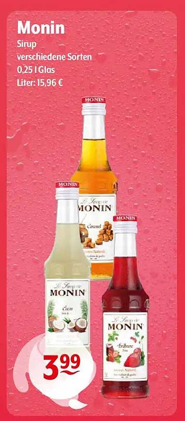 Monin Sirup - verschiedene Sorten 0,25 l Glas