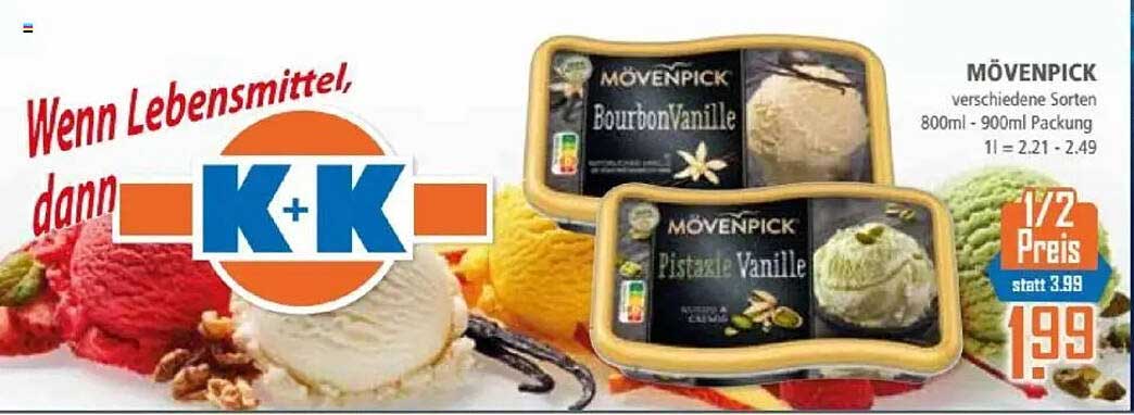 Mövenpick Eiscreme verschiedene Sorten 800ml - 900ml Packung