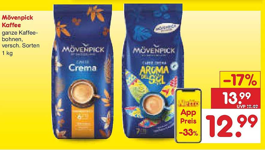 Mövenpick Kaffee ganze Kaffeebohnen, verschieden Sorten 1 kg