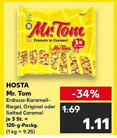 Mr. Tom Erdnuß-Karamell-Riegel, Original oder Salted Caramel