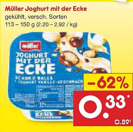 Müller Joghurt mit der Ecke - gekühlt, versch. Sorten