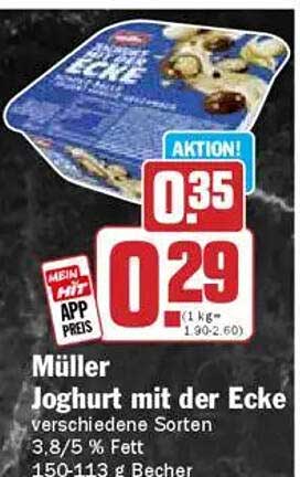 Müller Joghurt mit der Ecke, verschiedene Sorten